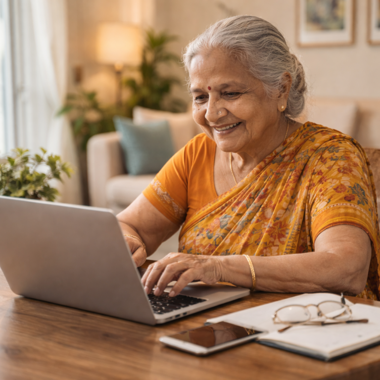 Elderly woman on laptop